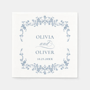 Victorian Ornate Grace Floral Dusty Blue Wedding Napkins
