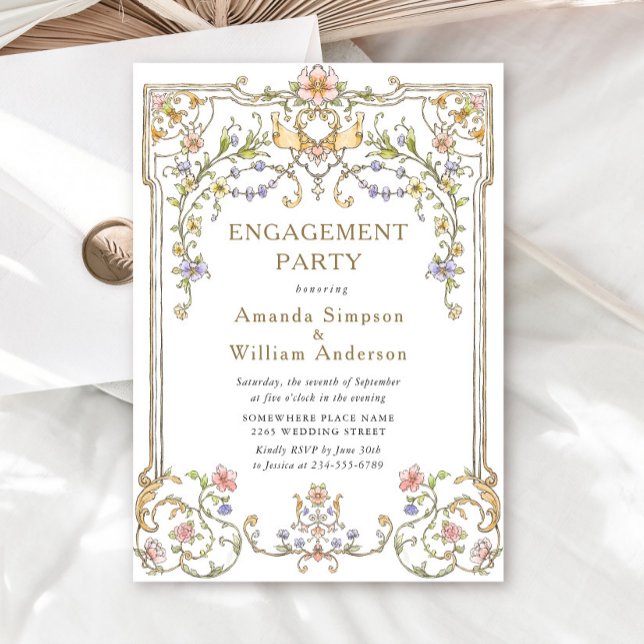 Victorian Ornate Grace Floral ENGAGEMENT PARTY Invitation (Creator Uploaded)