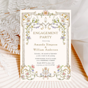Victorian Ornate Grace Floral ENGAGEMENT PARTY Invitation
