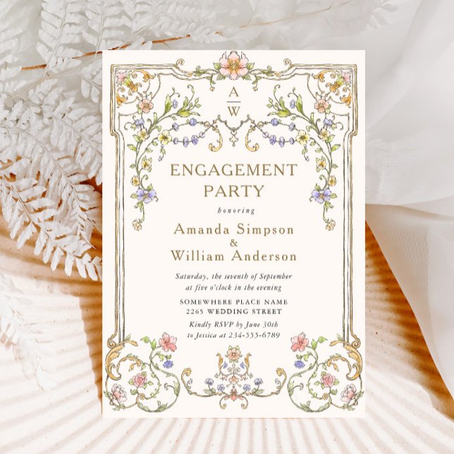 Victorian Ornate Grace Floral ENGAGEMENT PARTY Invitation (Creator Uploaded)