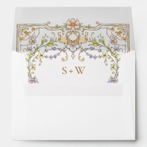 Victorian Ornate Grace Floral Frame Wedding Envelope