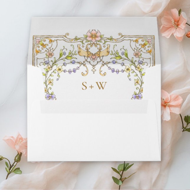 Victorian Ornate Grace Floral Frame Wedding Envelope (Creator Uploaded)