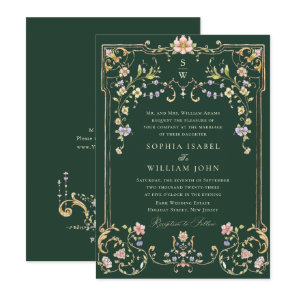 Victorian Ornate Grace Floral Frame Wedding Invitation
