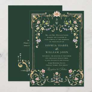 Victorian Ornate Grace Floral Frame Wedding Invitation