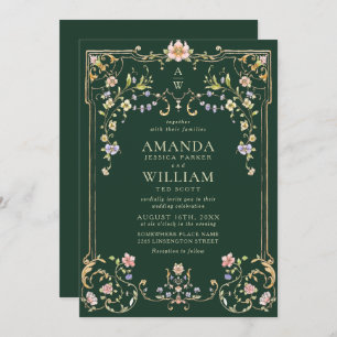 Victorian Ornate Grace Floral Frame Wedding Invitation