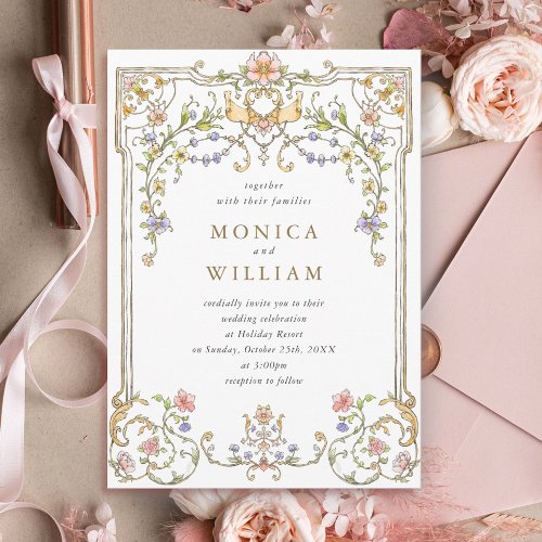 Victorian Ornate Grace Floral Frame Wedding Invitation