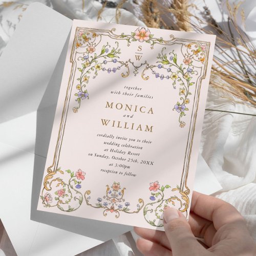 Victorian Ornate Grace Floral Frame Wedding Invitation