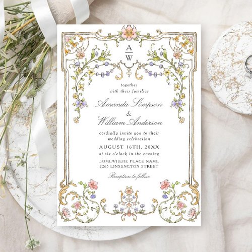 Victorian Ornate Grace Floral Frame Wedding Invitation