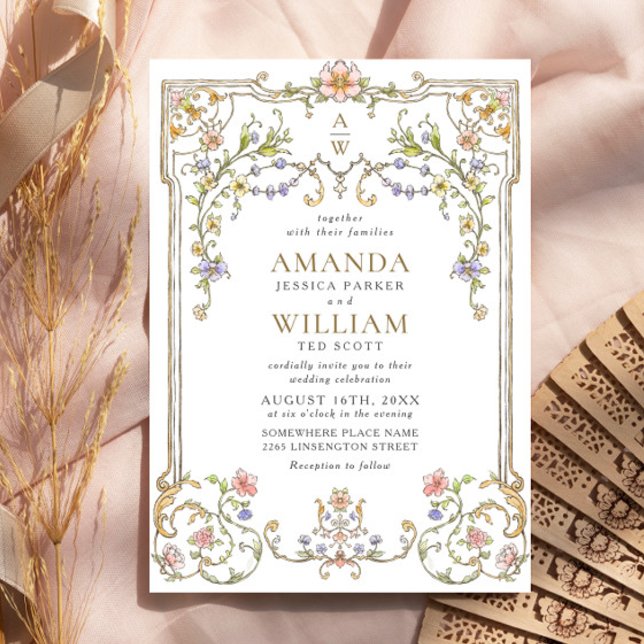 Victorian Ornate Grace Floral Frame Wedding Invitation (Creator Uploaded)
