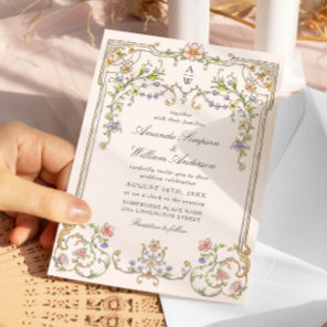 Victorian Ornate Grace Floral Frame Wedding Invitation