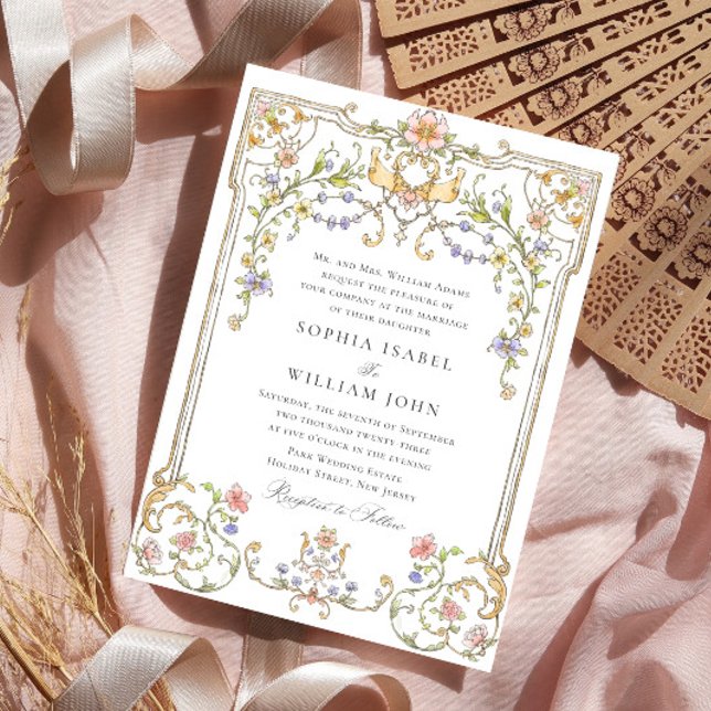 Victorian Ornate Grace Floral Frame Wedding Invitation (Creator Uploaded)