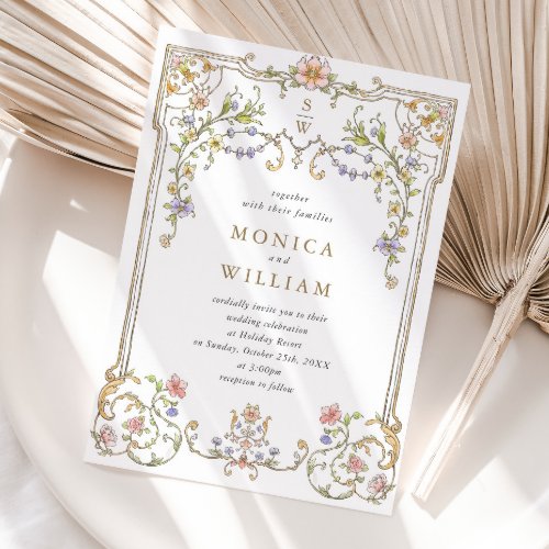 Victorian Ornate Grace Floral Frame Wedding Invitation