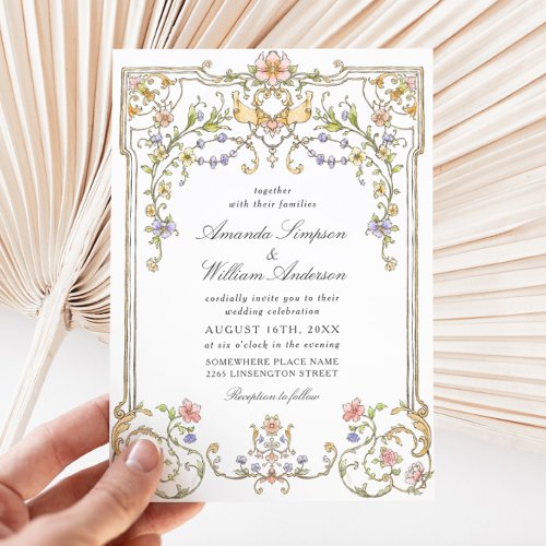 Victorian Ornate Grace Floral Frame Wedding Invitation