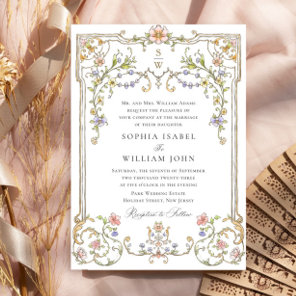 Victorian Ornate Grace Floral Frame Wedding Invitation