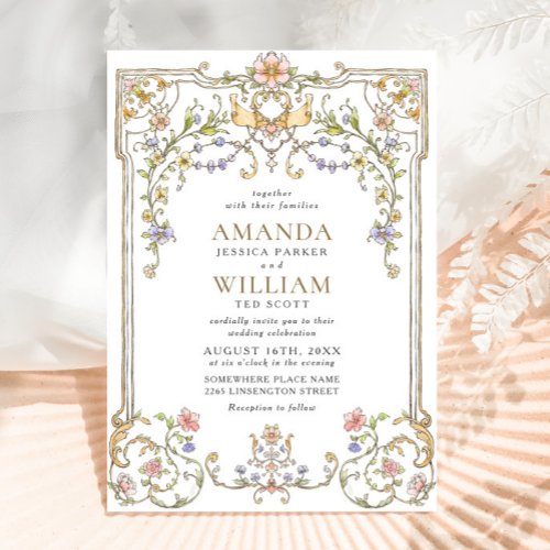 Victorian Ornate Grace Floral Frame Wedding Invitation