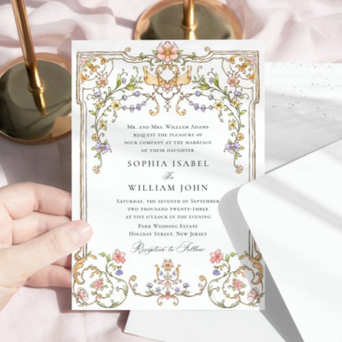 Victorian Ornate Grace Floral Frame Wedding Invitation