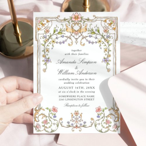 Victorian Ornate Grace Floral Frame Wedding Invitation