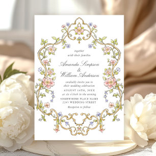 Victorian Ornate Grace Floral Frame Wedding Invitation