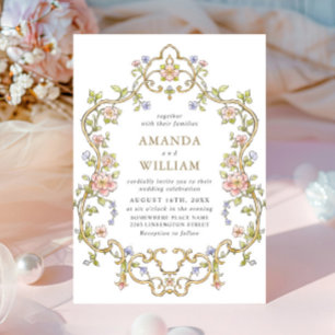 Victorian Ornate Grace Floral Frame Wedding Invitation