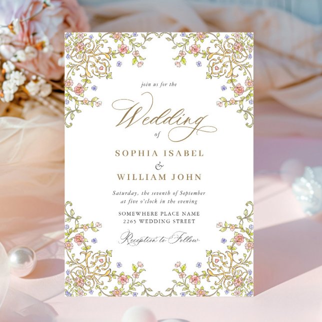 Victorian Ornate Grace Floral Frame Wedding Invitation (Creator Uploaded)