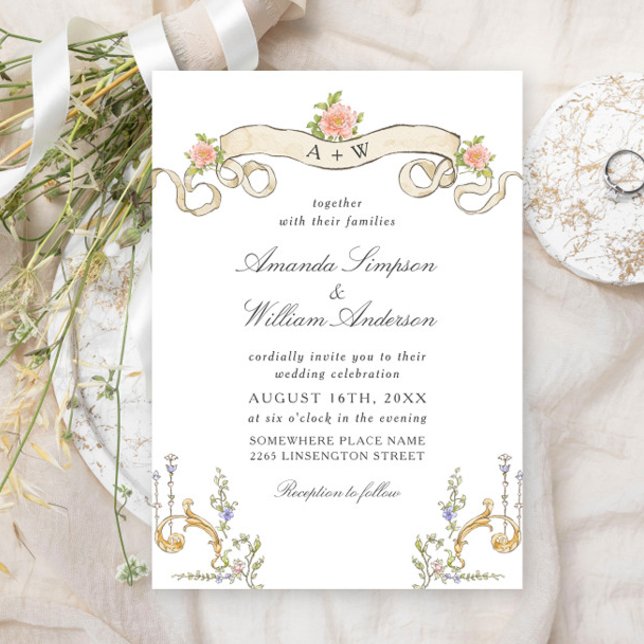 Victorian Ornate Grace Floral Frame Wedding Invitation (Creator Uploaded)