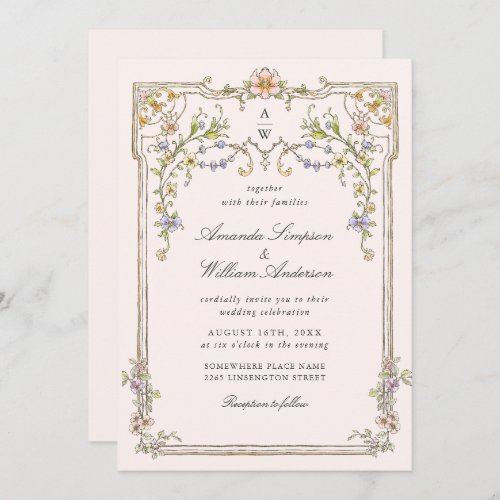 Victorian Ornate Grace Floral Frame Wedding Invitation