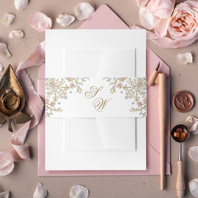 Victorian Ornate Grace Floral Frame Wedding Invitation Belly Band (Creator Uploaded)