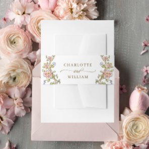 Victorian Ornate Grace Floral Frame Wedding Invitation Belly Band