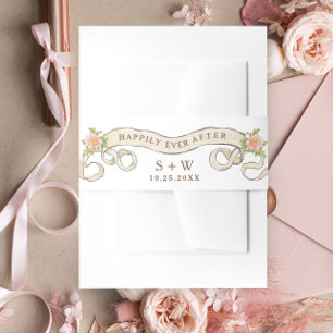 Victorian Ornate Grace Floral Frame Wedding Invitation Belly Band