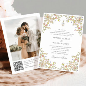 Victorian Ornate Grace Floral Frame Wedding Photo Invitation