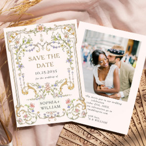 Victorian Ornate Grace Floral Frame Wedding Photo Save The Date
