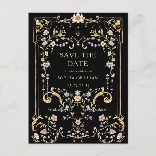 Victorian Ornate Grace Floral Frame Wedding Postcard