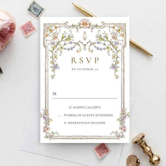 Victorian Ornate Grace Floral Frame Wedding RSVP C (Creator Uploaded)