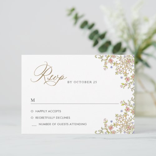 Victorian Ornate Grace Floral Frame Wedding RSVP Card