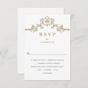 Victorian Ornate Grace Floral Frame Wedding RSVP Card