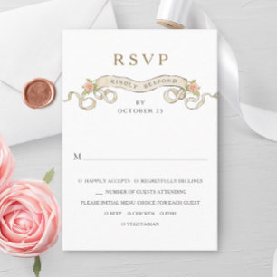 Victorian Ornate Grace Floral Frame Wedding RSVP Card