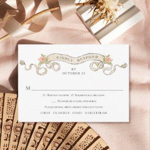 Victorian Ornate Grace Floral Frame Wedding RSVP Card