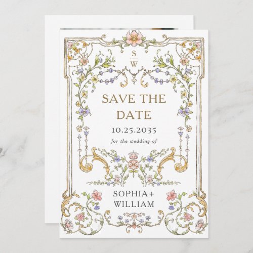 Victorian Ornate Grace Floral Frame Wedding Save The Date