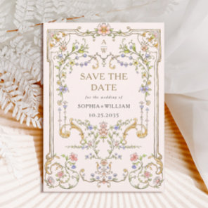 Victorian Ornate Grace Floral Frame Wedding Save The Date