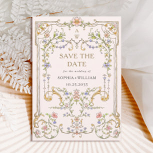 Victorian Ornate Grace Floral Frame Wedding Save The Date