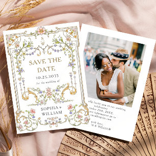 Victorian Ornate Grace Floral Frame Wedding Save The Date