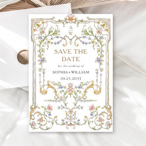 Victorian Ornate Grace Floral Frame Wedding Save The Date