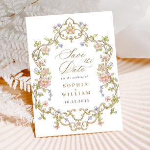 Victorian Ornate Grace Floral Frame Wedding Save The Date