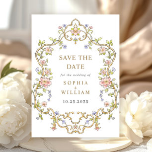 Victorian Ornate Grace Floral Frame Wedding Save The Date