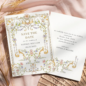 Victorian Ornate Grace Floral Frame Wedding Save The Date