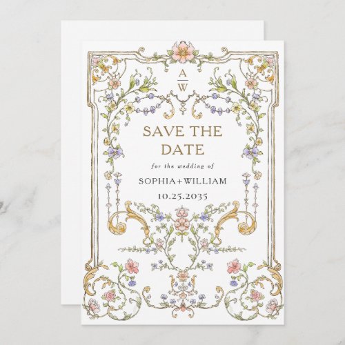 Victorian Ornate Grace Floral Frame Wedding Save The Date