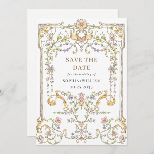 Victorian Ornate Grace Floral Frame Wedding Save The Date