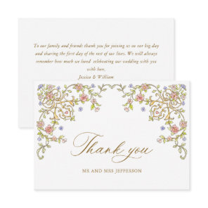Victorian Ornate Grace Floral Frame Wedding Thank You Card