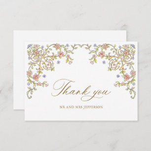 Victorian Ornate Grace Floral Frame Wedding Thank You Card