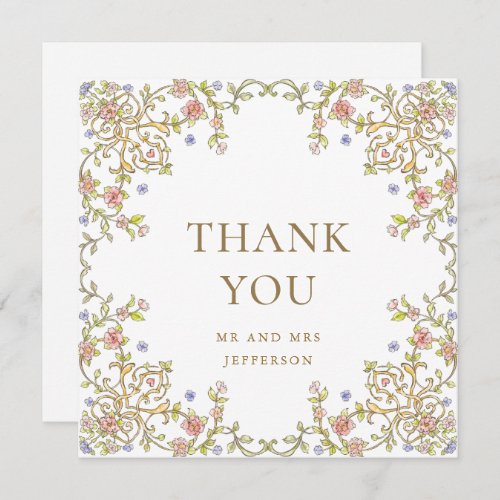 Victorian Ornate Grace Floral Frame Wedding Thank You Card